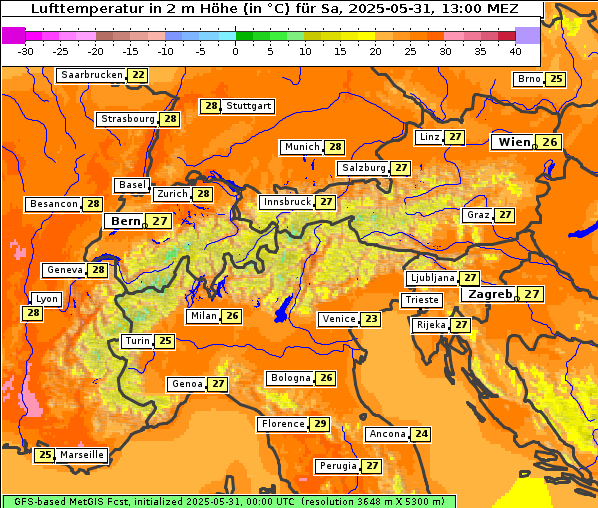Temperatur, 31. 5. 2025