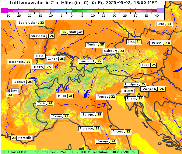 Temperatur, 2. 5. 2025
