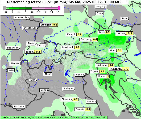 Niederschlag, 17. 3. 2025