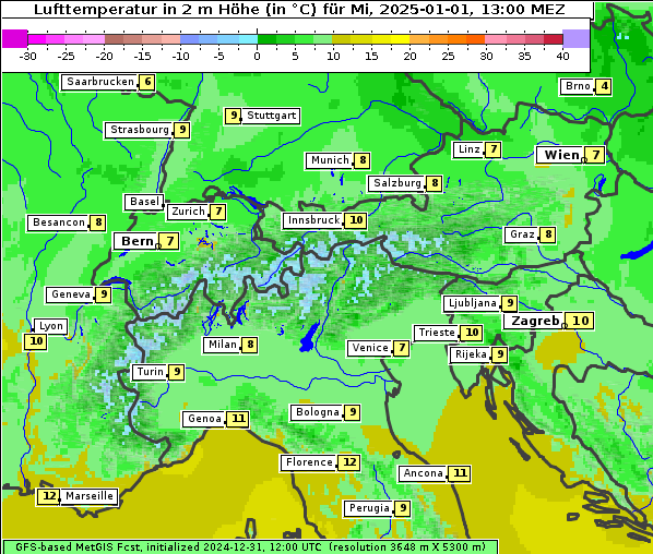 Temperatur, 1. 1. 2025