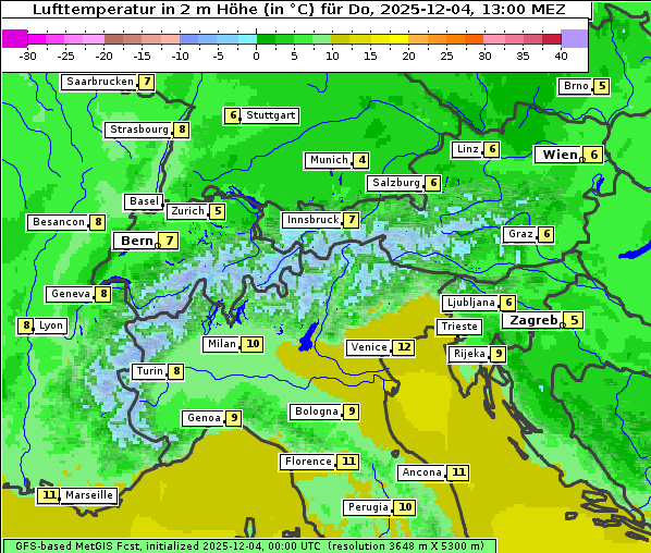 Temperatur, 4. 12. 2025
