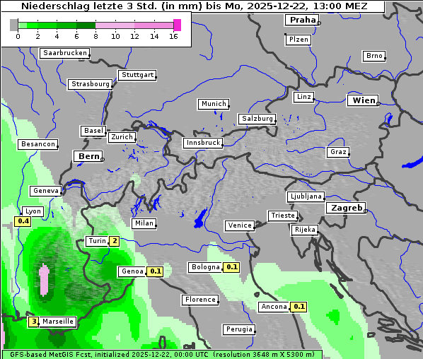 Niederschlag, 22. 12. 2025