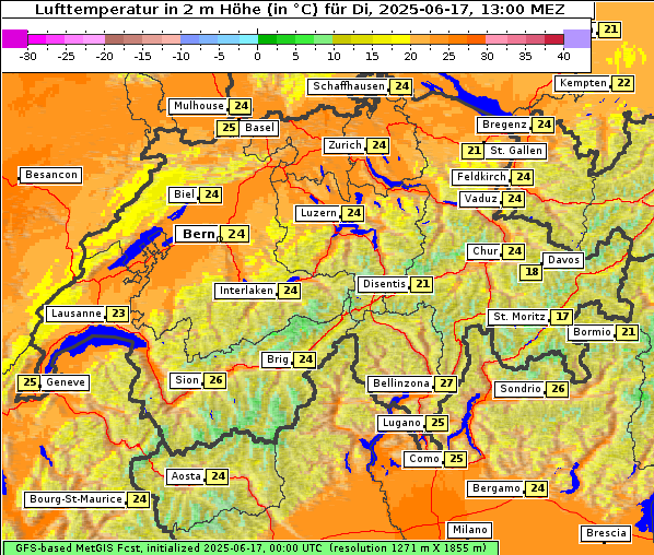 Temperatur, 17. 6. 2025