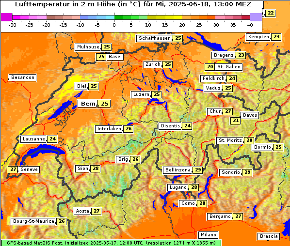 Temperatur, 18. 6. 2025