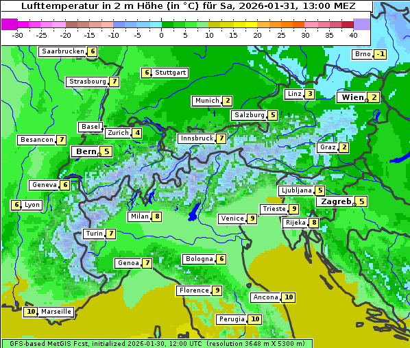 Temperatur, 31. 1. 2026