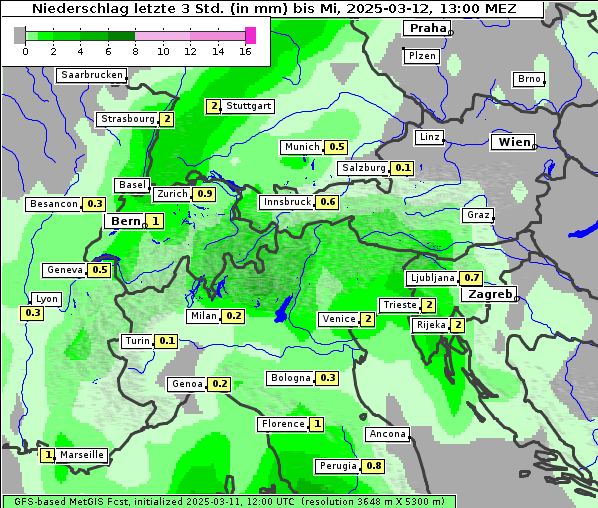 Niederschlag, 12. 3. 2025