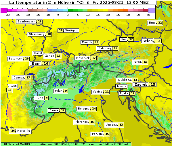 Temperatur, 21. 3. 2025