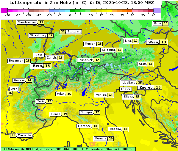 Temperatur, 28. 10. 2025