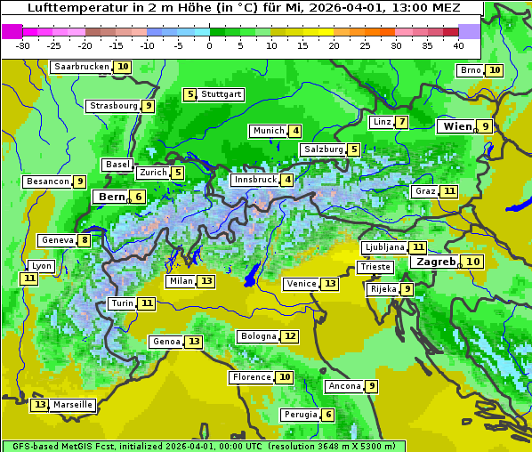 Temperatur, 1. 4. 2026