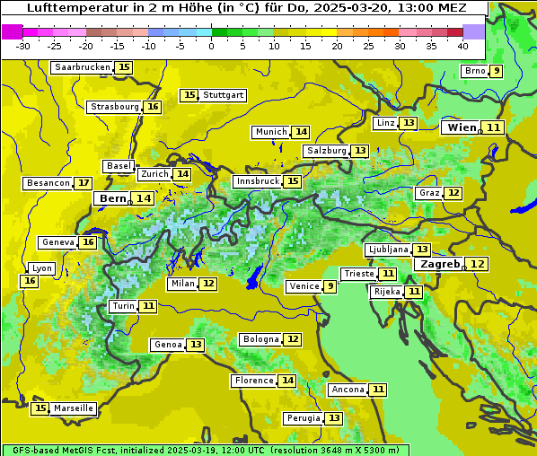 Temperatur, 20. 3. 2025