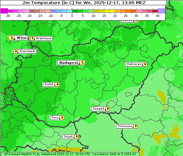 Temperatur, 17. 12. 2025