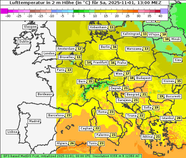 Temperatur, 1. 11. 2025