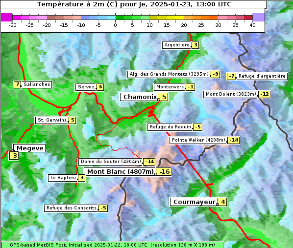 Temperatur, 23. 1. 2025