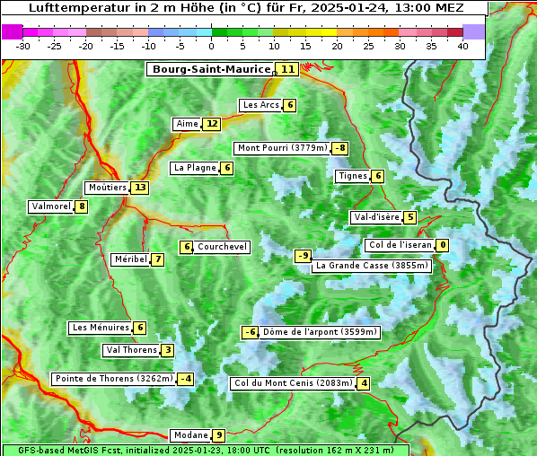 Temperatur, 24. 1. 2025