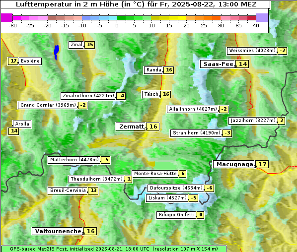 Temperatur, 22. 8. 2025