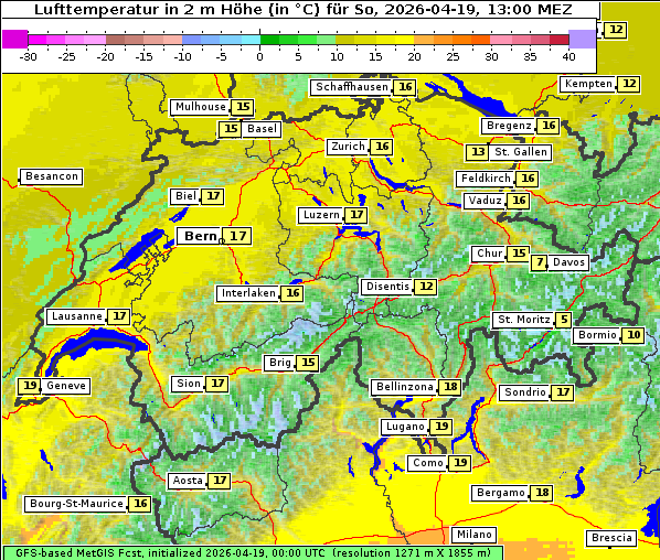 Temperatur, 19. 4. 2026
