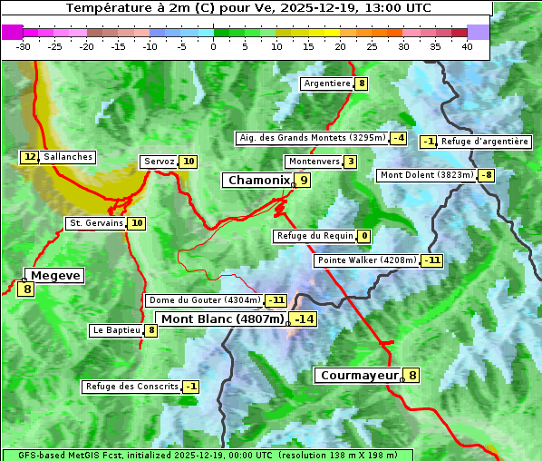 Temperatur, 19. 12. 2025