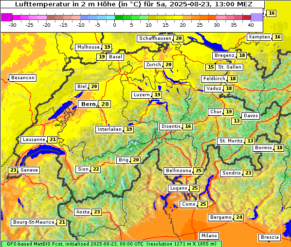 Temperatur, 23. 8. 2025