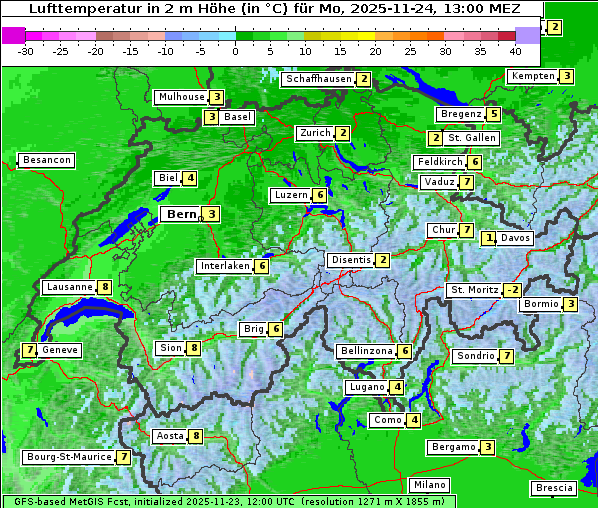 Temperatur, 24. 11. 2025