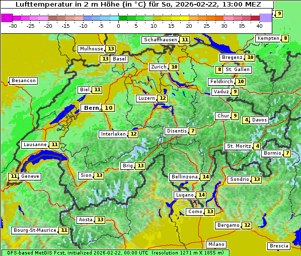 Temperatur, 22. 2. 2026