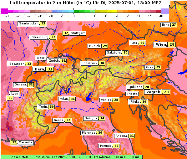 Temperatur, 1. 7. 2025