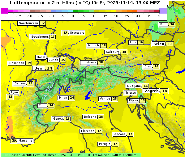Temperatur, 14. 11. 2025