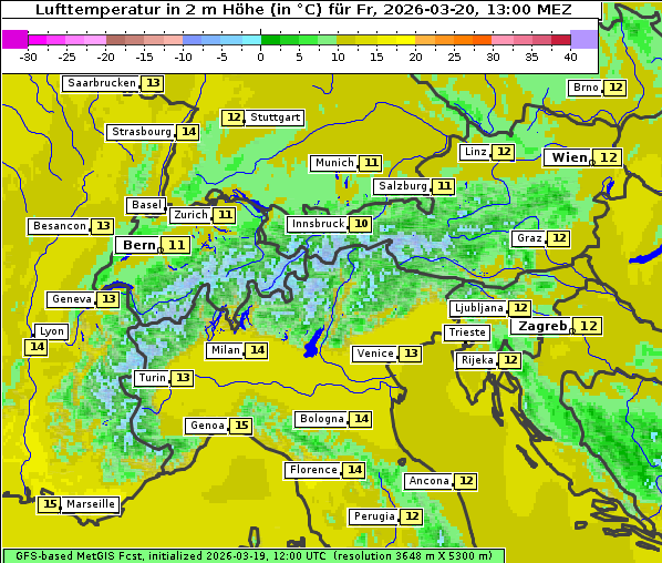 Temperatur, 20. 3. 2026