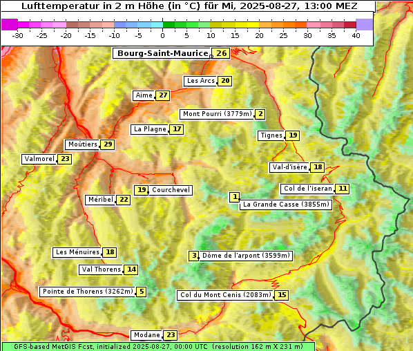 Temperatur, 27. 8. 2025