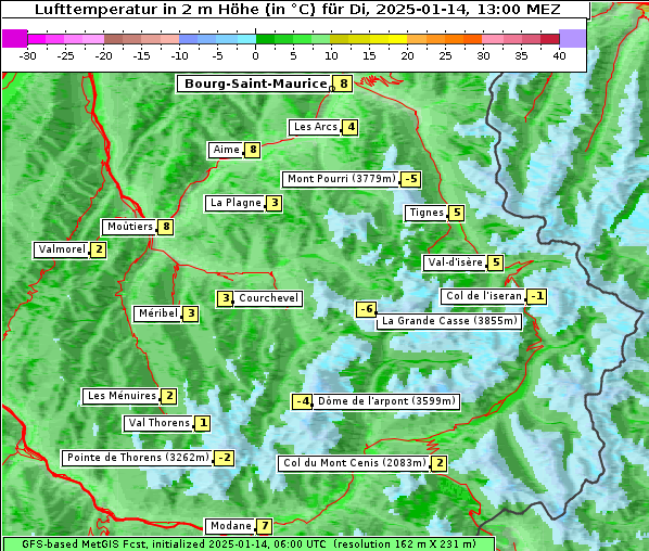 Temperatur, 14. 1. 2025