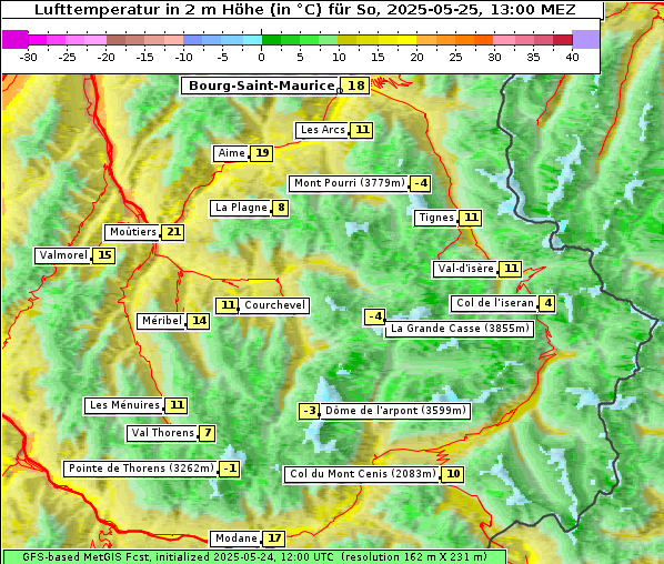 Temperatur, 25. 5. 2025