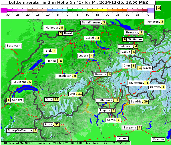 Temperatur, 25. 12. 2024