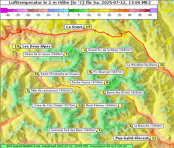 Temperatur, 12. 7. 2025