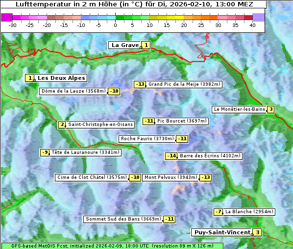 Temperatur, 10. 2. 2026