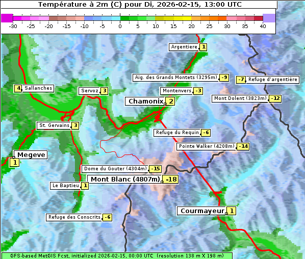 Temperatur, 15. 2. 2026