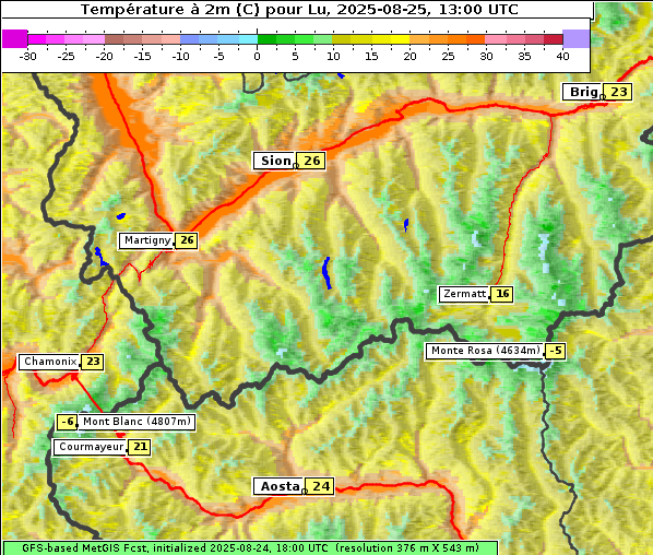 Temperatur, 25. 8. 2025