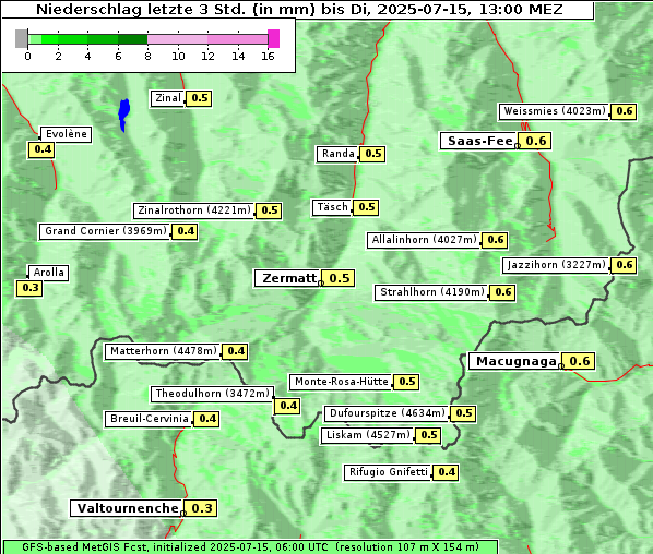 Niederschlag, 15. 7. 2025
