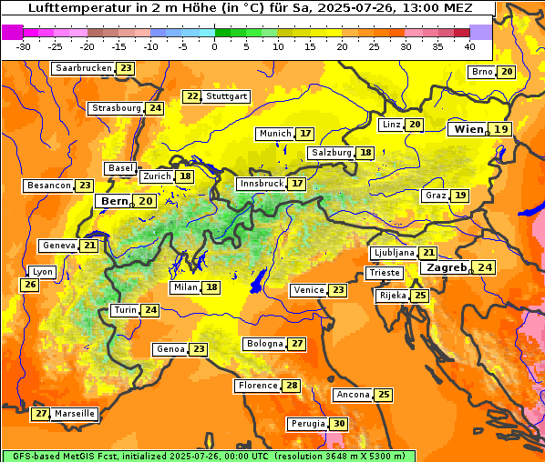 Temperatur, 26. 7. 2025