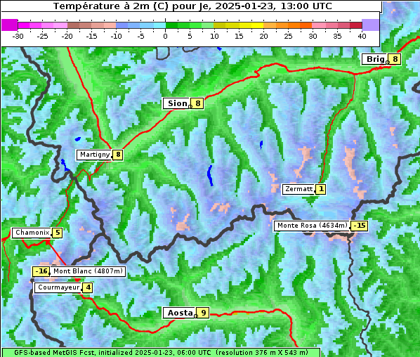 Temperatur, 23. 1. 2025