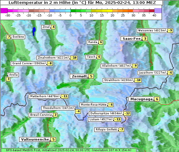 Temperatur, 24. 2. 2025