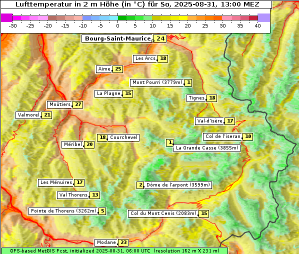 Temperatur, 31. 8. 2025