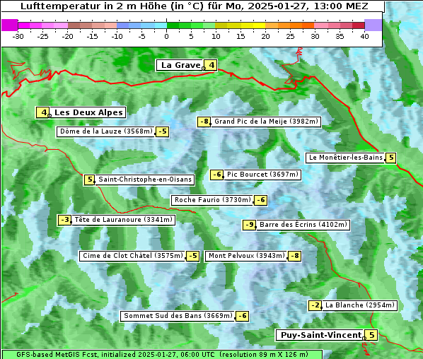 Temperatur, 27. 1. 2025