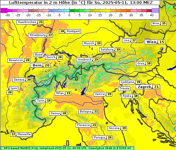Temperatur, 11. 5. 2025
