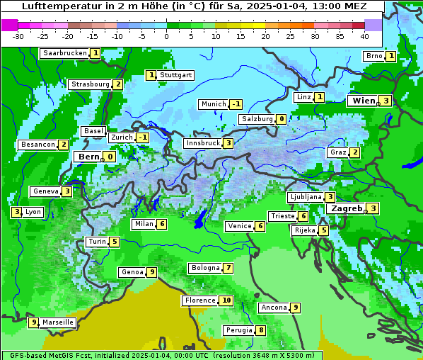 Temperatur, 4. 1. 2025