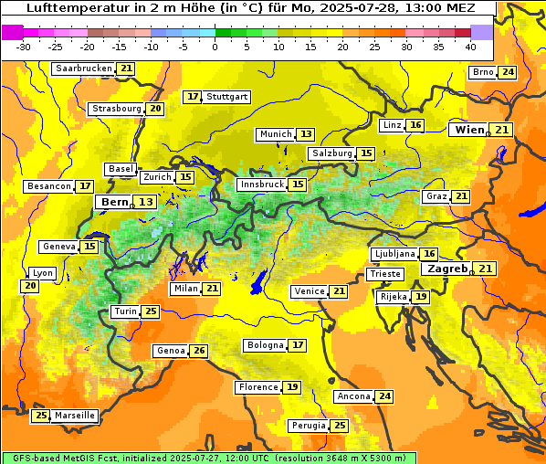 Temperatur, 28. 7. 2025