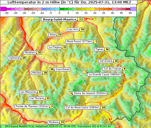 Temperatur, 31. 7. 2025