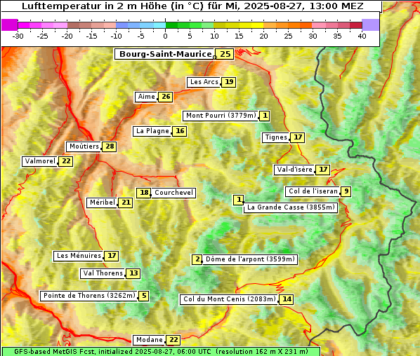 Temperatur, 27. 8. 2025