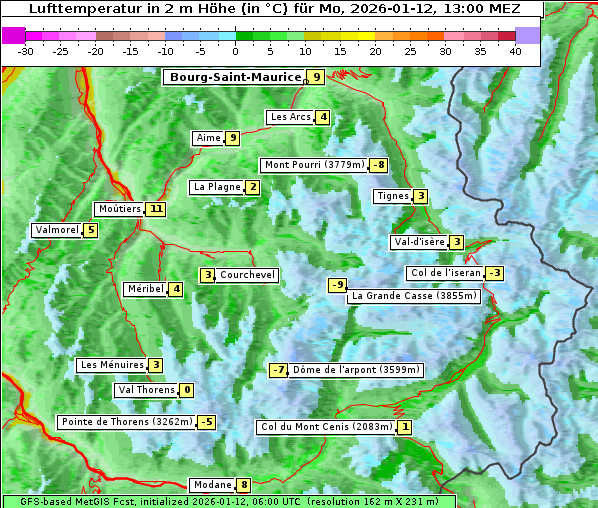 Temperatur, 12. 1. 2026