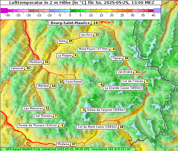 Temperatur, 25. 5. 2025