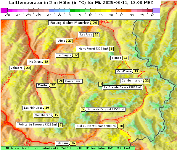 Temperatur, 11. 6. 2025