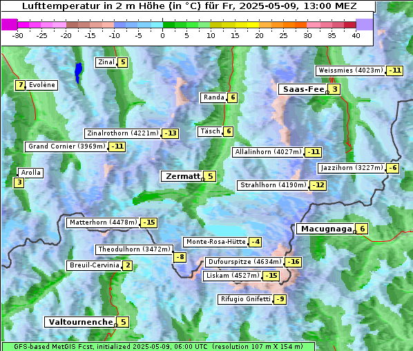 Temperatur, 9. 5. 2025